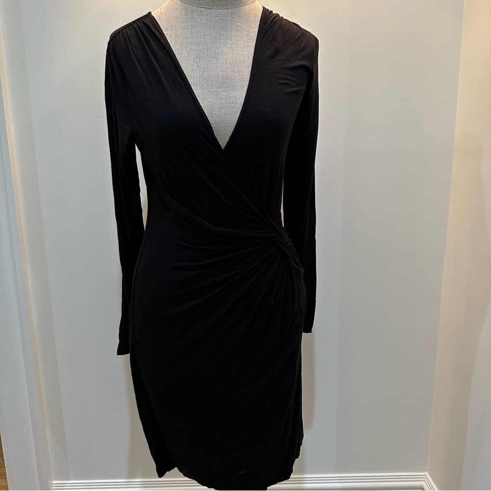 Max Studio Black Ruched Knot Body Con Midi Dress — Size M